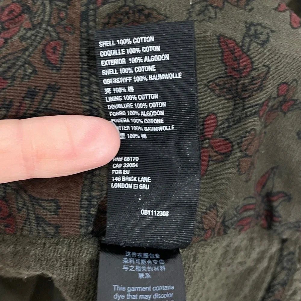 Free People Rowan Dark Olive Green Gauze Cotton Blazer‎ SMALL Jacket OB1112308